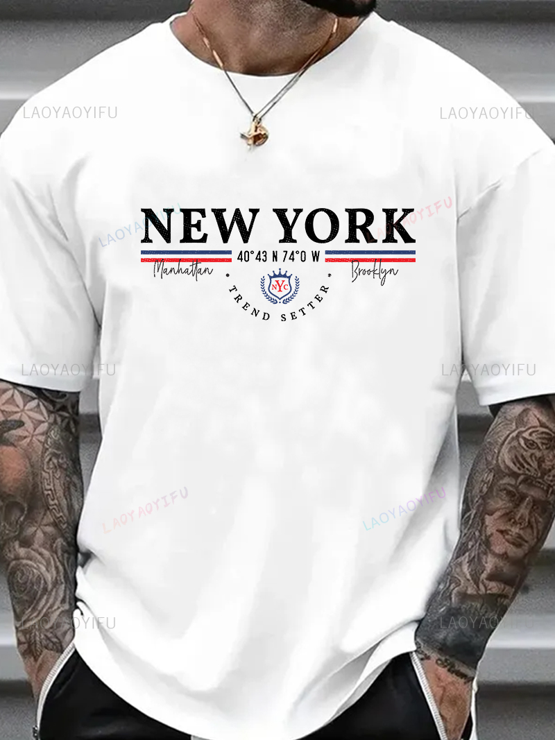 York Men'S Fashion - ニューヨーク レター グラフィック Tシャツ ユニセックス ヴィンテージ
