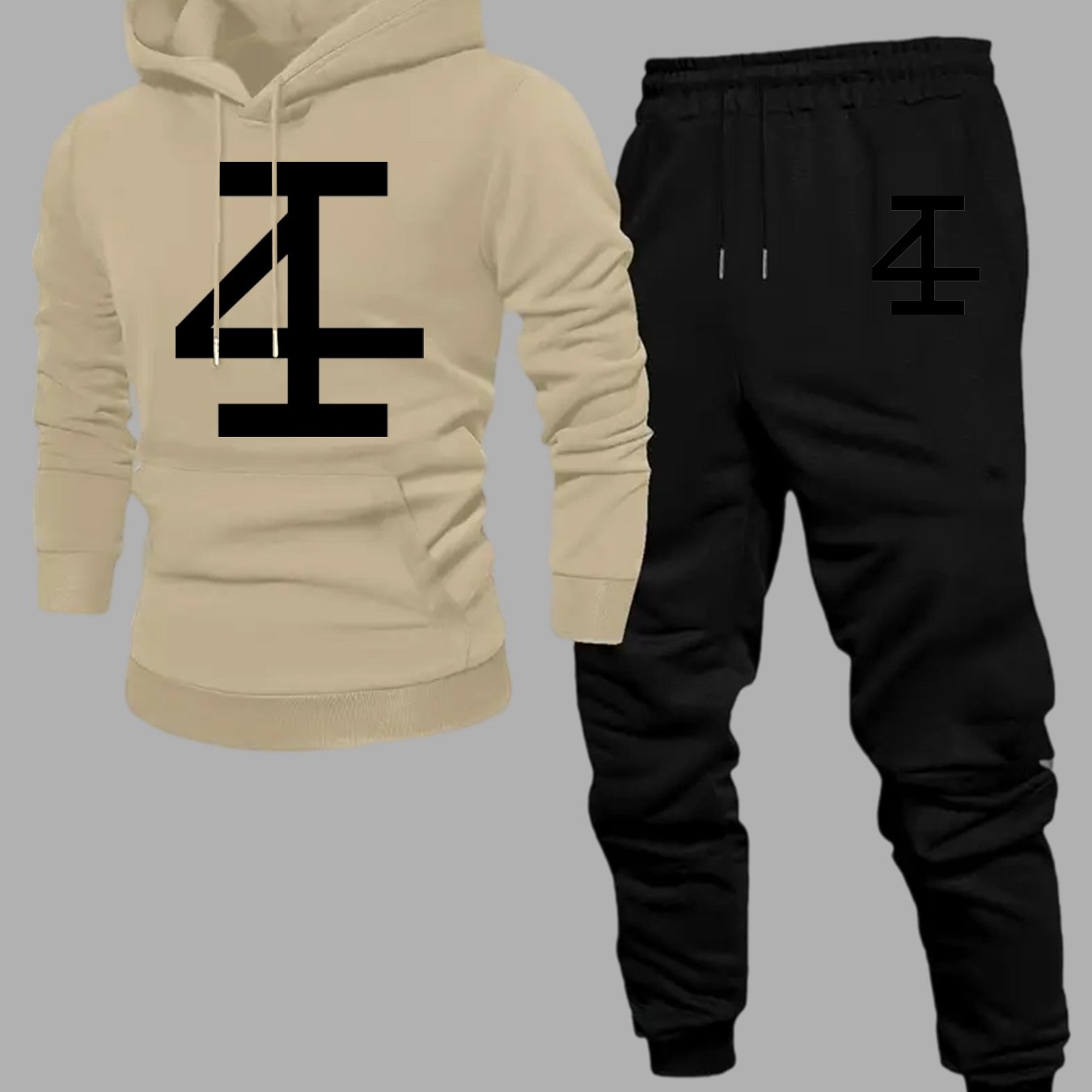 Jogger Sweatpants Men - メンズ アブストラクト ナンバー4 フーディー ジョガーセット ボールドな幾何学模様プリント