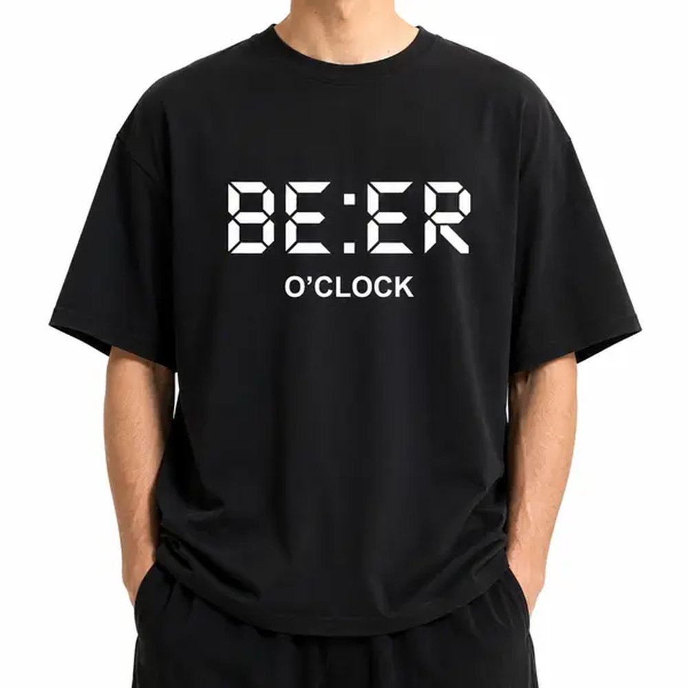 Graphic Tee Oversized - 面白いデジタル時計文字プリントTシャツ、男性用女性用ブラックシャツ、ユニセックスオーバーサイズTシャツトップス、原宿ストリートウェア、カジュアルスイートウェアグラフィックシャツ、普段着、全員用半袖クルーネックTシャツ