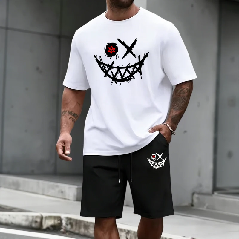 Men'S Fashion Videos - 2026 夏メンズセット Tシャツ & ショートパンツアーバンカジュアルファッション半袖衣装ストリートウェアホームアウトドアコンフォート T
