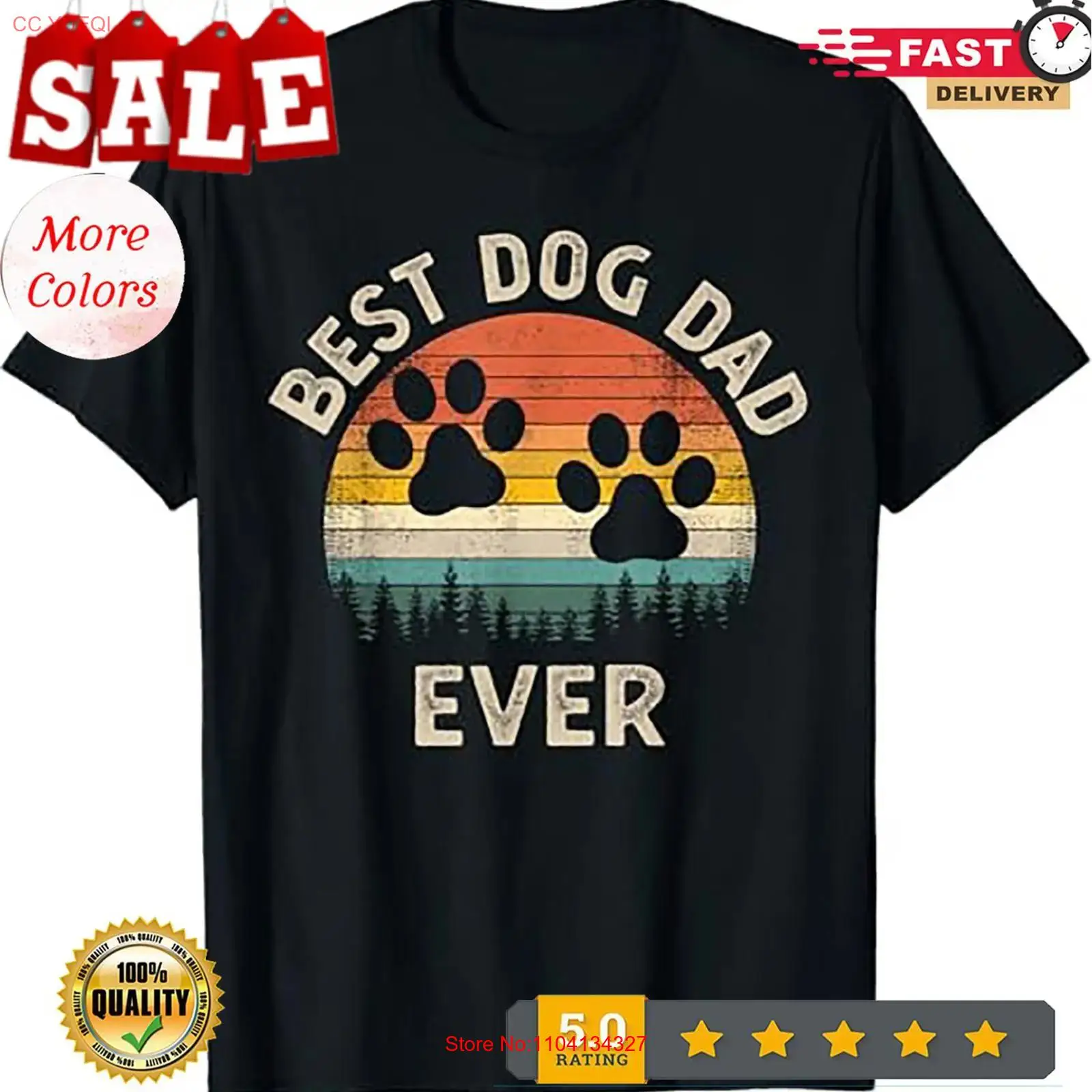 Men'S Fashion Everyday - Best Dog Dad Ever ヴィンテージ父の日愛好家向け T