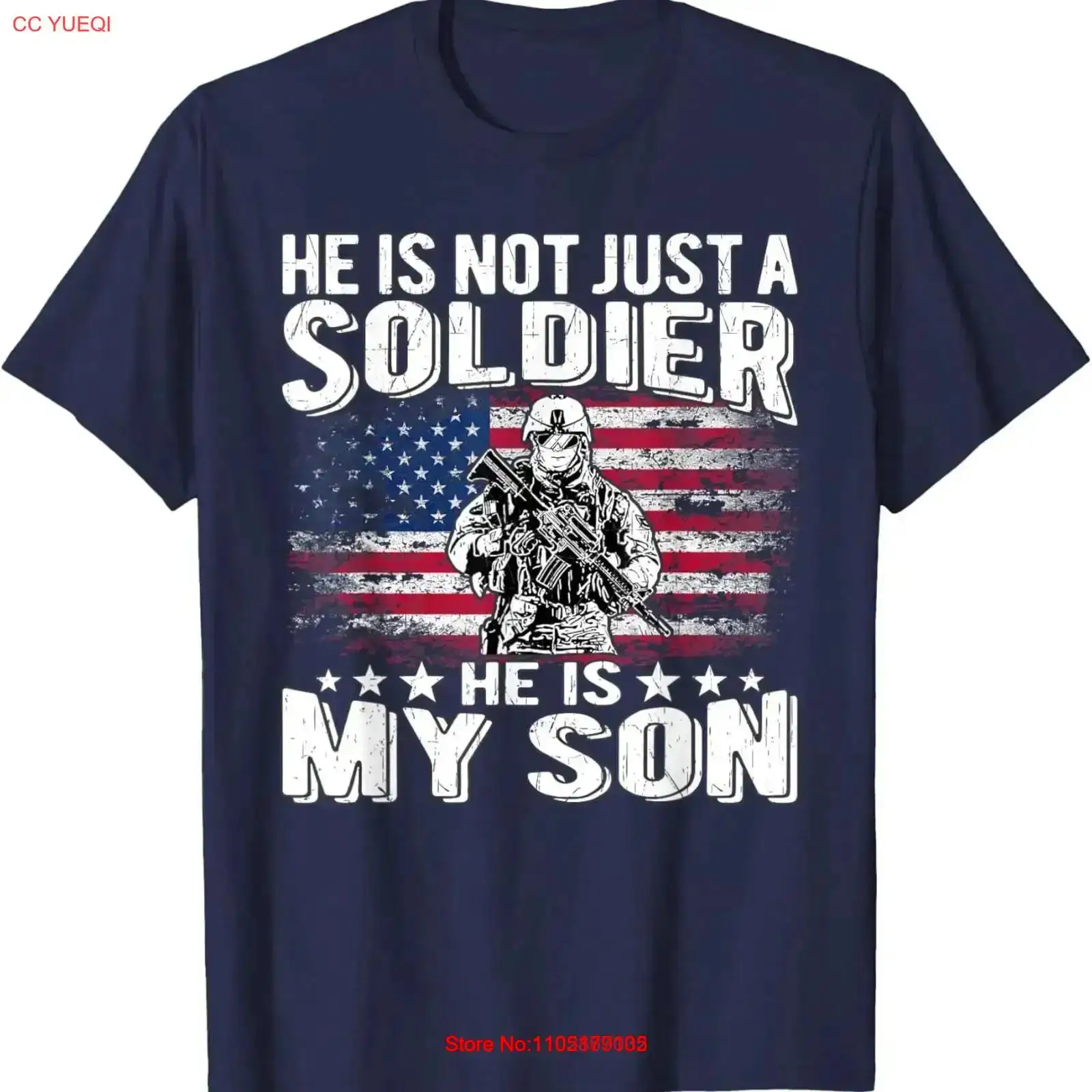 Military Shirt Men - 彼はただの兵士ではない私の息子は軍隊を誇りに思っているお母さんお父さんTシャツヴィンテージウォッシュ加工多用途ファッションデザイナー服男性用スタイリッシュ