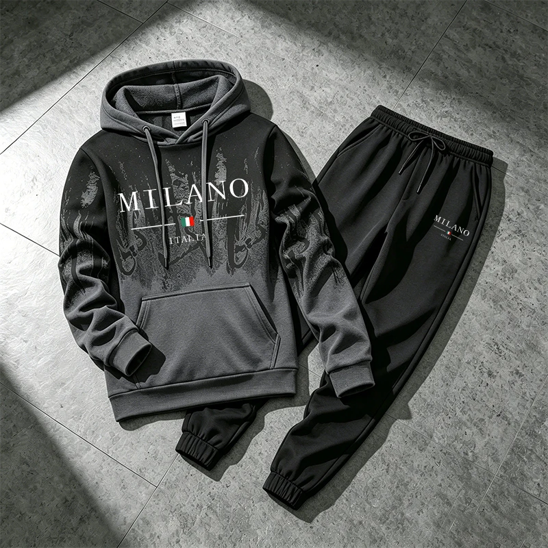 Jogger Sweatpants Men - 2026新作 メンズトラックスーツ パーカー＆スウェットパンツ イタリアファッション スポーツウェア 2点セット