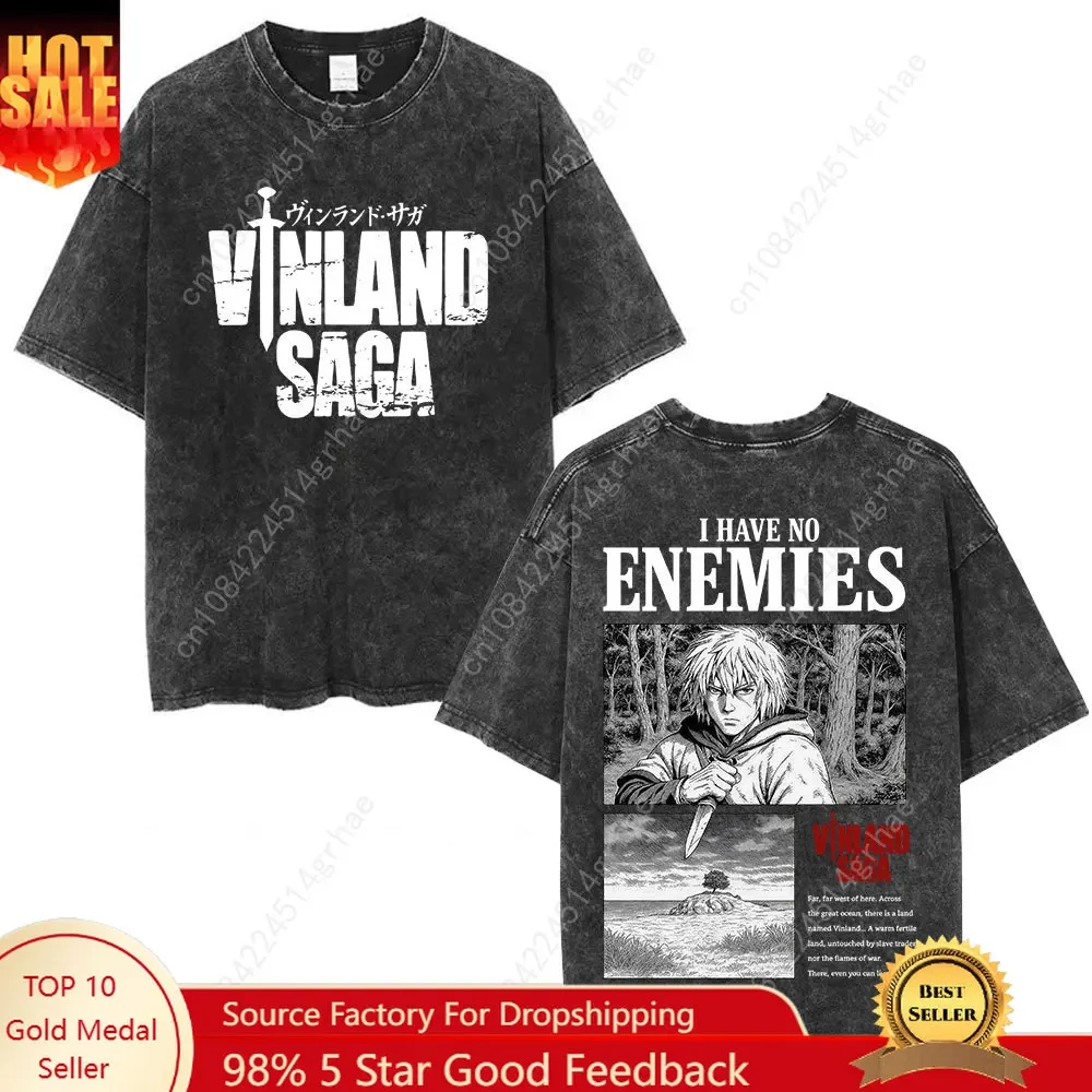 Men'S Fashion Oversized T Shirt - ヴィンテージウォッシュアニメヴィンランドサガトールフィンカルセルニ Tシャツメンズレディース服ファッションストリートカジュアルコットンオーバーサイズ Tシャツ