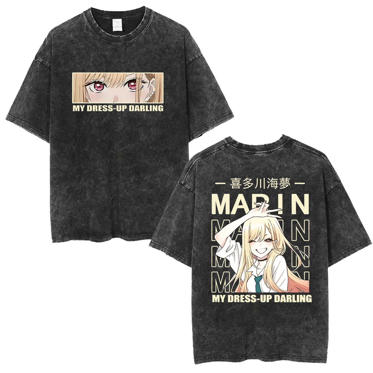 Mens Fashion Dress Shirts - ヴィンテージウォッシュドマイドレスアップダーリンマリン北川アニメグラフィック Tシャツ男性女性原宿ファッション綿半袖 Tシャツ