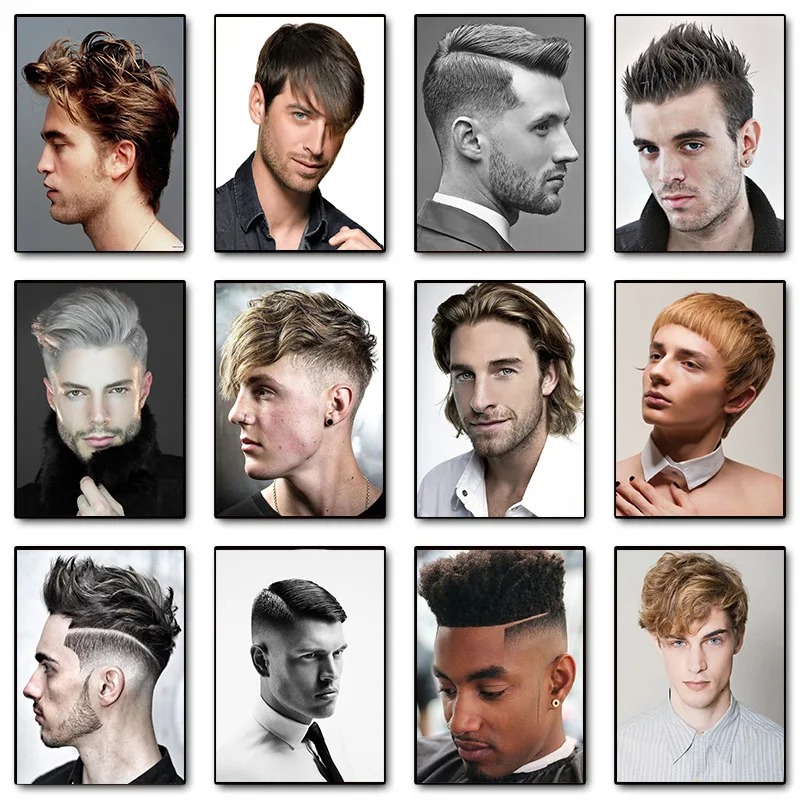 Men Fashion Hair Style - 男性用キャンバス絵画,ヘアモデル,美容院,理髪店,家の装飾,ファッション