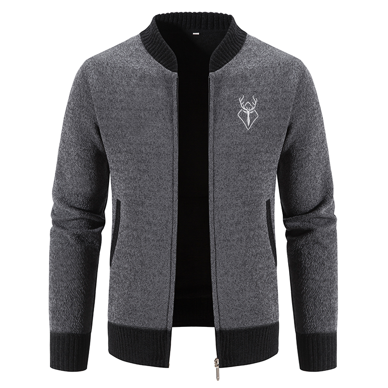 Men'S Fashion Zip Sweater - ビッグサイズメンズニットカーディガンフルジップセーターファッションカジュアルコントラストカーディガンMylldey Amazonメンズニットセーター上着