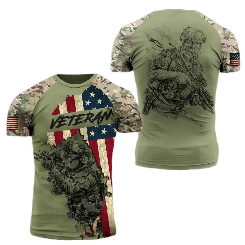 Military Shirt Men - メンズミリタリープリントTシャツ,アメリカの兵士,カジュアル,ラウンドネック,半袖,カモフラージュ,ルーズで快適なトップス,新しい夏