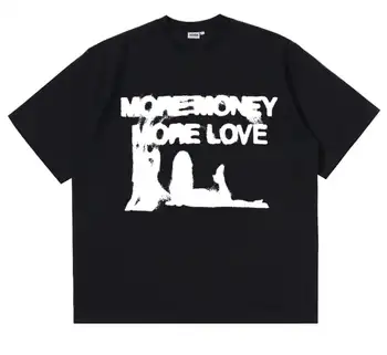 Men'S Fashion Oversized T Shirt - トレンディな「More Money More Love」プリントTシャツ メンズ レディース