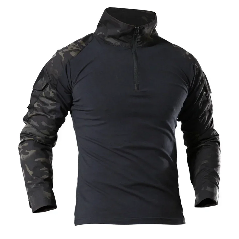 Military Shirt Men - メンズ迷彩タクティカル長袖トップス メンズ長袖ソルジャーコンバットTシャツ コットン迷彩 メンズユニフォーム エアソフトシャツ