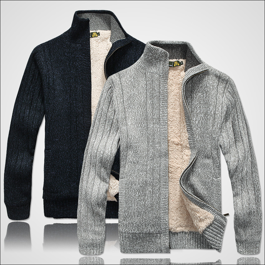 Men'S Fashion Zip Sweater - メンズウィンターセーター紳士服厚手のフリースカジュアルカーディガン男性用ニットセーターコートウォーム2021