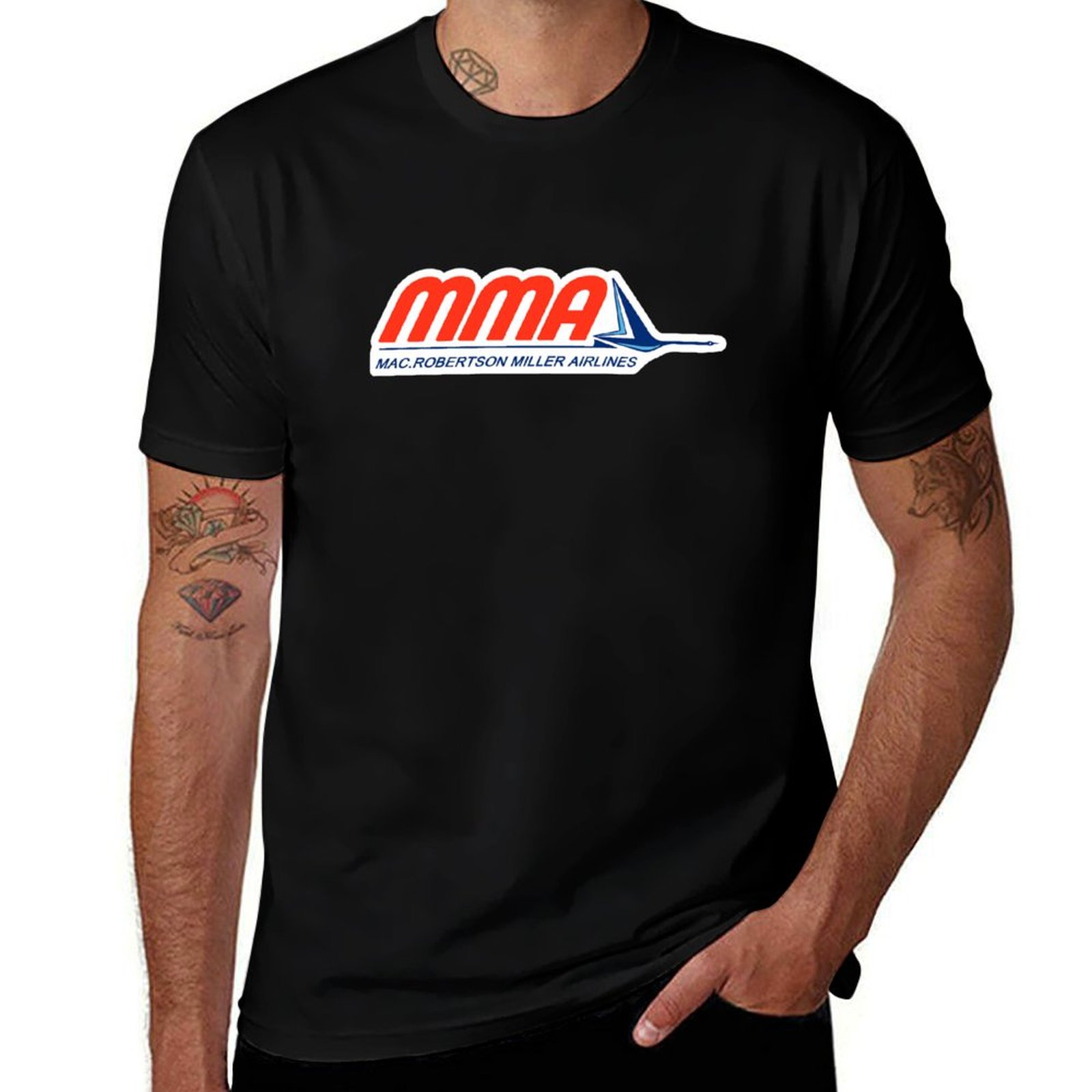 1950S Fashion Men'S - マックロバートソン・ミラー航空のロゴ (1950年代-1984年) Tシャツ サマーファッション カジュアルTシャツ