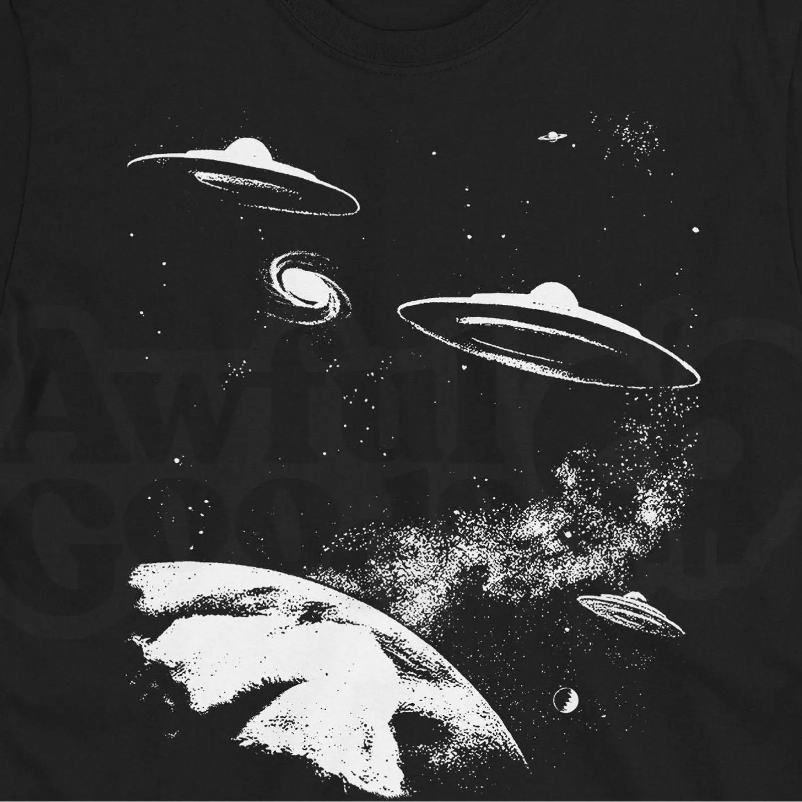 1950S Fashion Men'S - レトロUFO Tシャツ 1950年代 SFエイリアンデザイン ヴィンテージ ウォッシュ加工