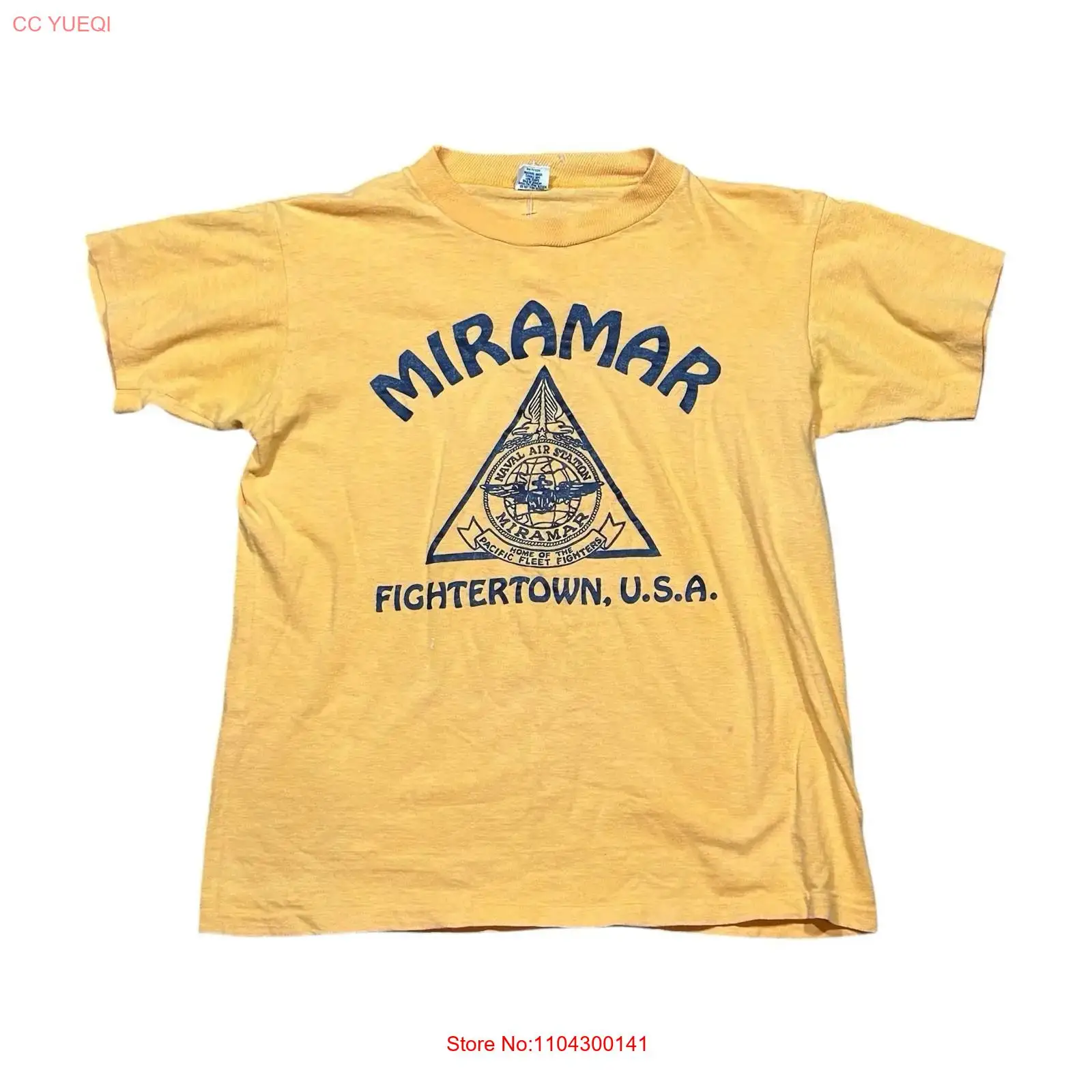 Military Shirt Men - VTG 80s ミラマール ファイタータウン USA イエロー