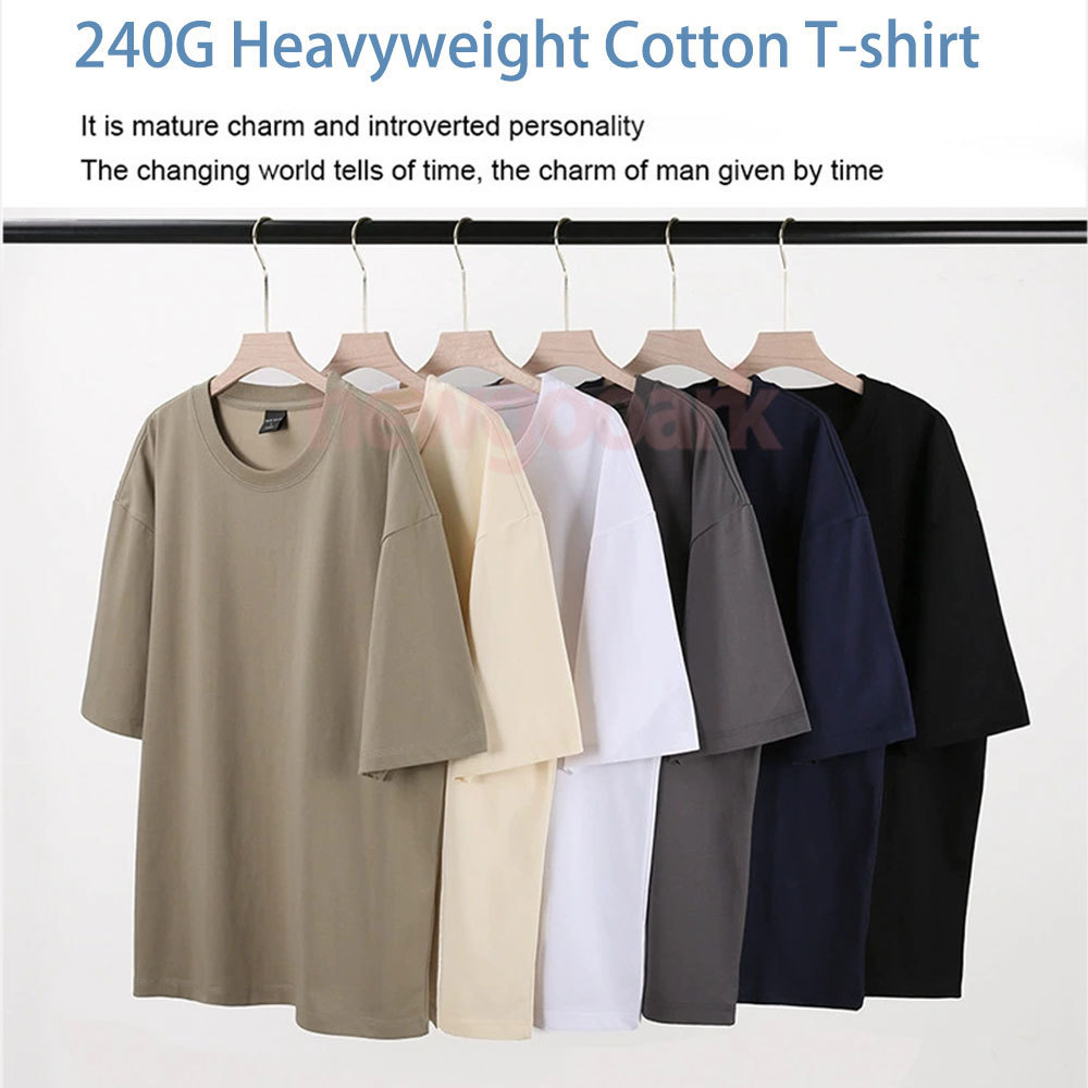 Men'S Fashion Oversized T Shirt - 240GヘビーウェイトコットンカスタムプリントレジャーオーバーサイズTシャツ原宿DIYお好みの写真ロゴシャツファッションメンズトップスTシャツ