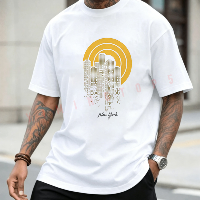 ニューヨークシティグラフィックオートバイメンズ Tシャツコッ - York Men'S Fashion のレビューと価格