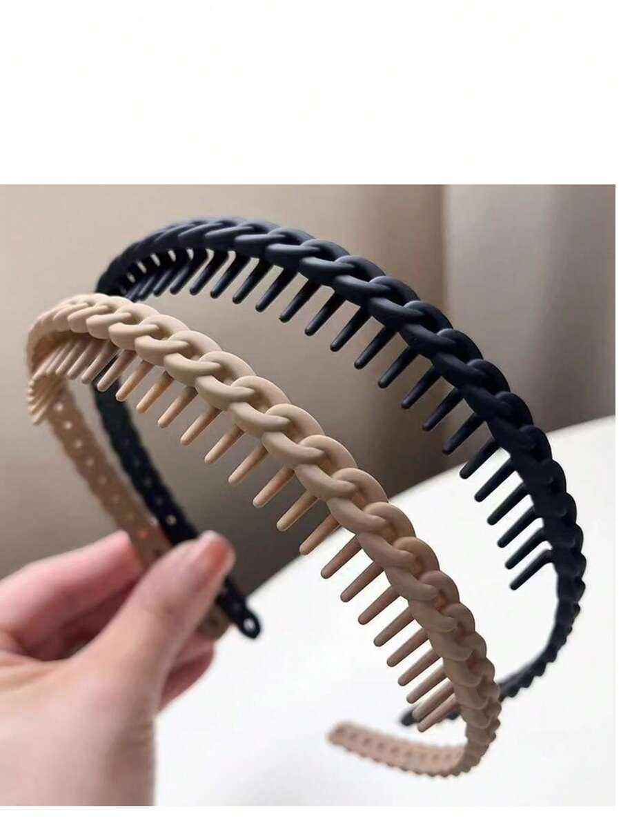 4個入り ブラック ウェーブ状歯付きヘッドバンド、シンプル、 - Men Fashion Hair Style のレビューと価格