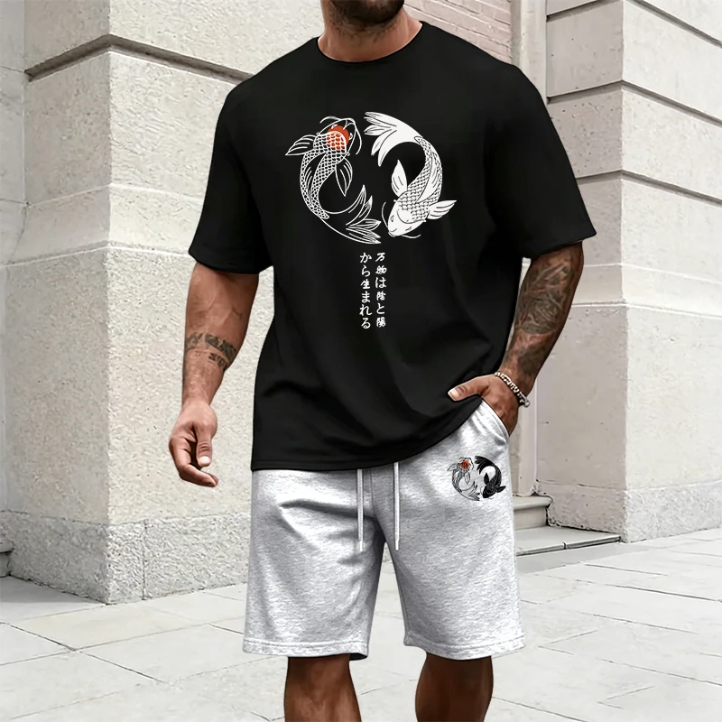 日本の陰陽パターンメンズトラックスーツ綿 T シャツとスポー - Men'S Fashion Videos のレビューと価格