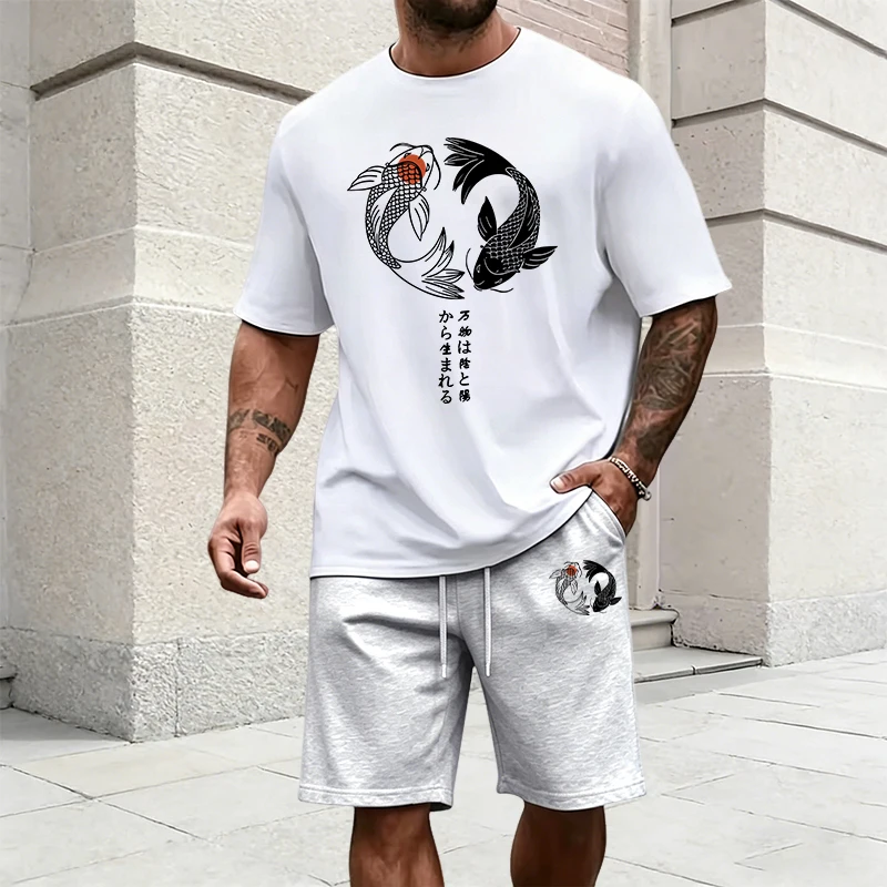 日本の陰陽パターンメンズトラックスーツ綿 T シャツとスポー - Men'S Fashion Videos のレビューと価格