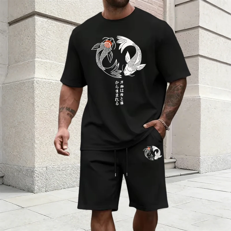 日本の陰陽パターンメンズトラックスーツ綿 T シャツとスポー - Men'S Fashion Videos のレビューと価格