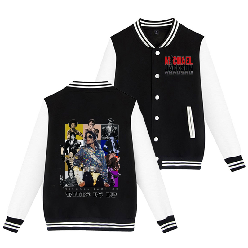マイケル・ジャクソン大人の野球ジャケットキングオブポップカー - Men'S Fashion Zip Sweater のレビューと価格