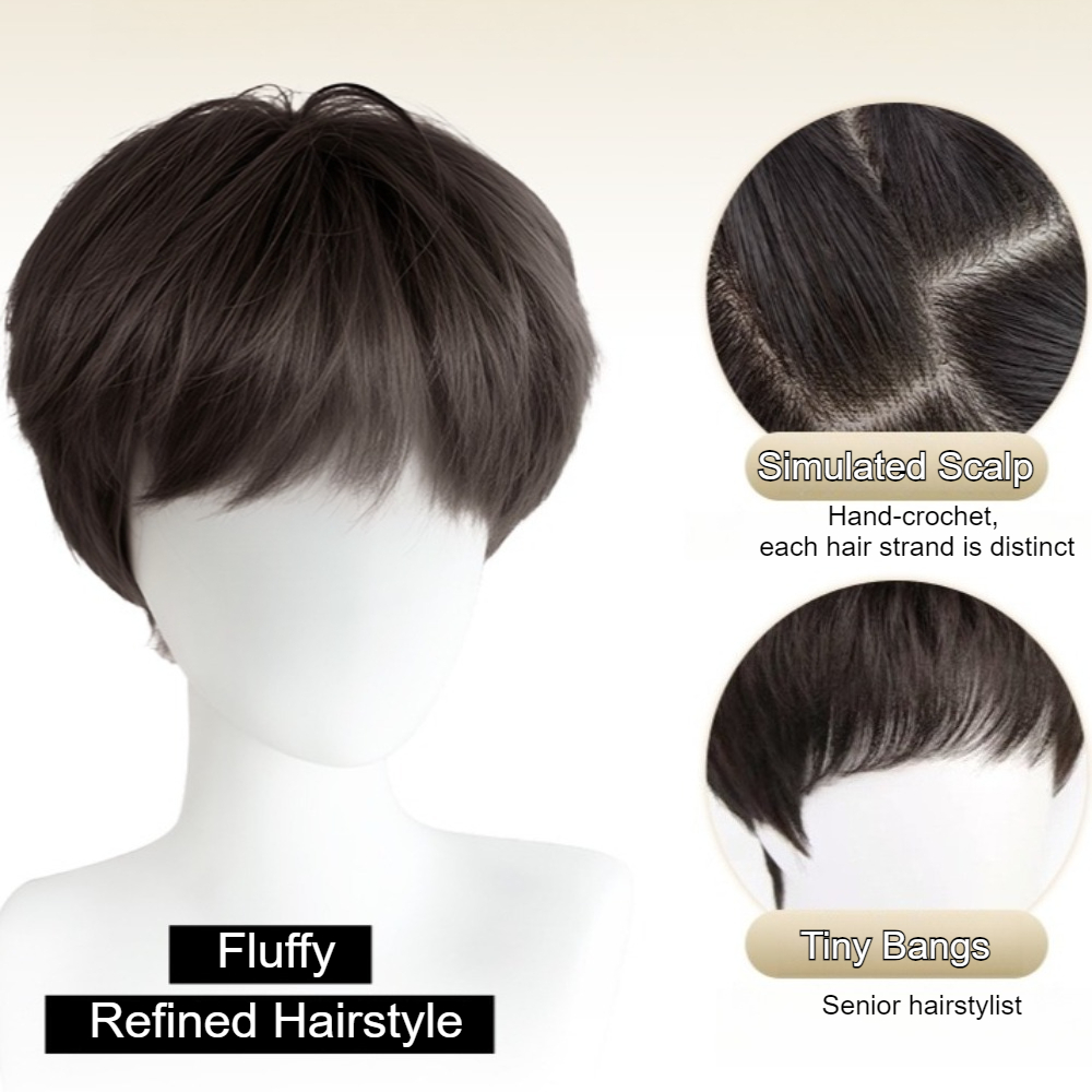 メンズ用ファッション合成ストレートヘアウィッグ、ふわふわショ - Men Fashion Hair Style のレビューと価格