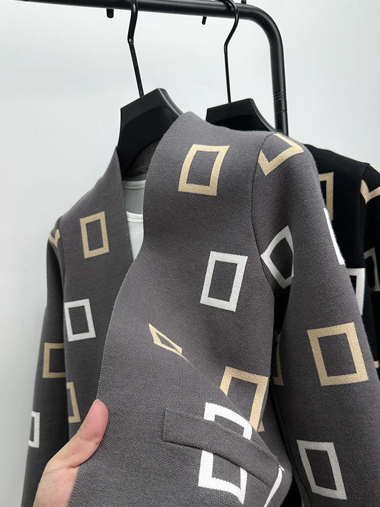 高級品質メンズデザイナーニットカーディガン V ネック幾何学 - Men'S Fashion Zip Sweater のレビューと価格