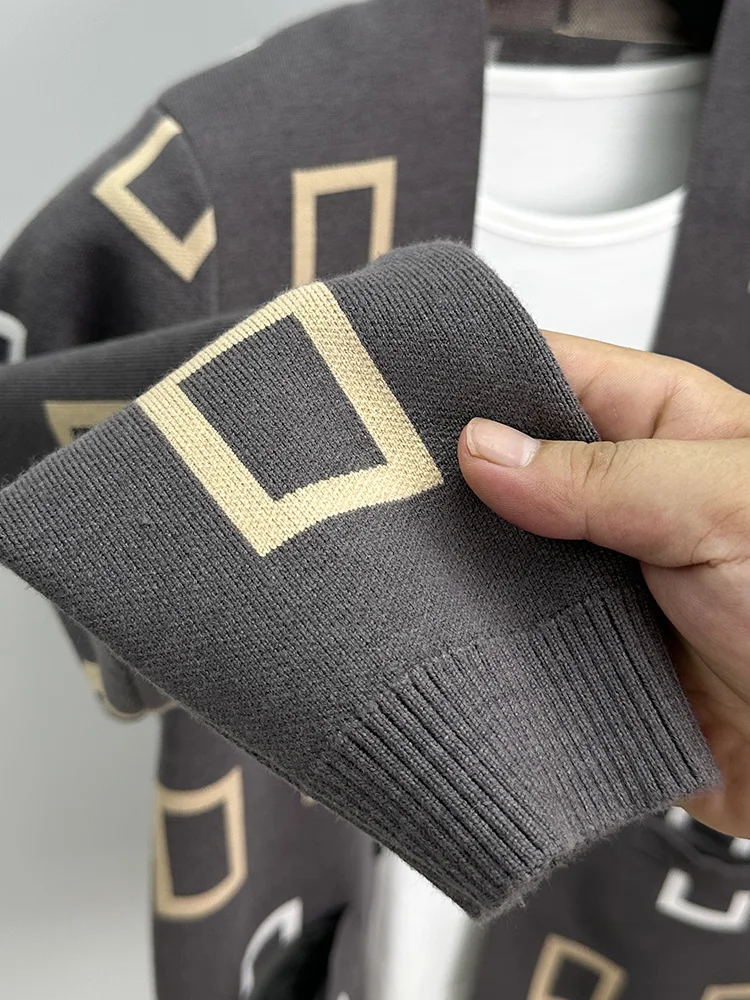 高級品質メンズデザイナーニットカーディガン V ネック幾何学 - Men'S Fashion Zip Sweater のレビューと価格
