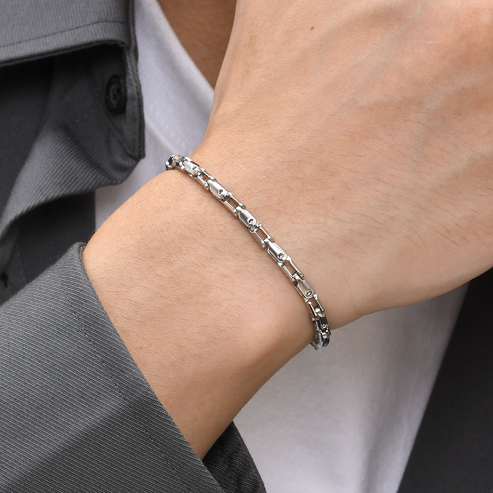 男性用ステンレススチールチェーンブレスレット,防水,手作りチ - 1950S Fashion Men'S のレビューと価格