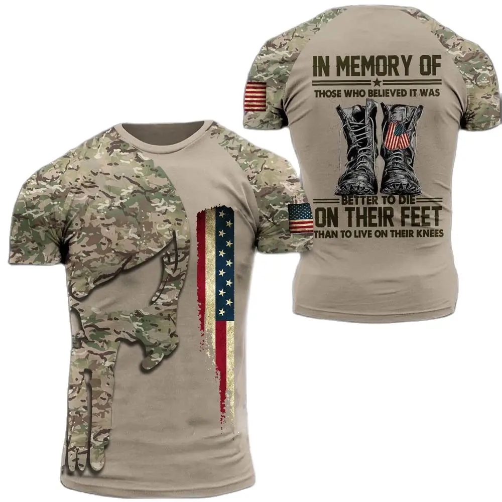 メンズミリタリープリントTシャツ,アメリカの兵士,カジュアル - Military Shirt Men のレビューと価格