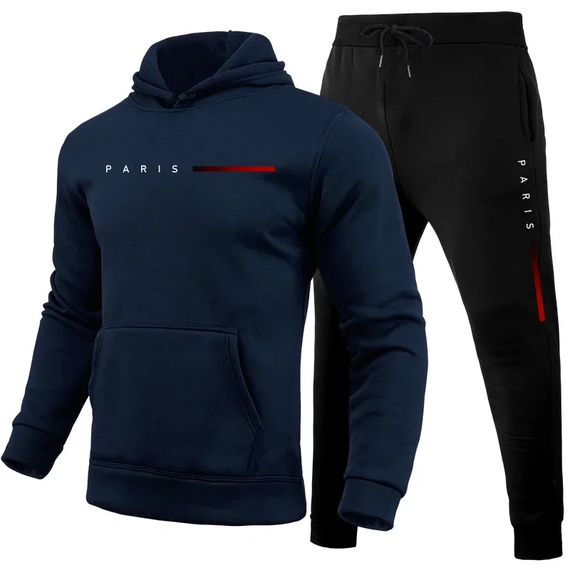メンズトラックスーツ上下セット フード付きスウェット＆スウェ - Jogger Sweatpants Men のレビューと価格