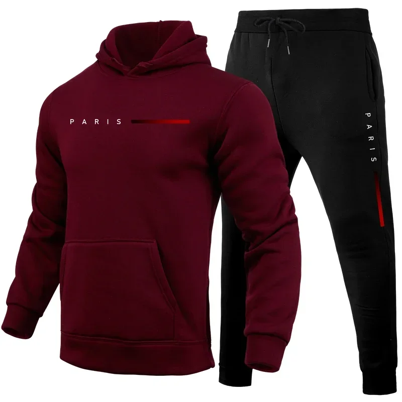 メンズトラックスーツ上下セット フード付きスウェット＆スウェ - Jogger Sweatpants Men のレビューと価格