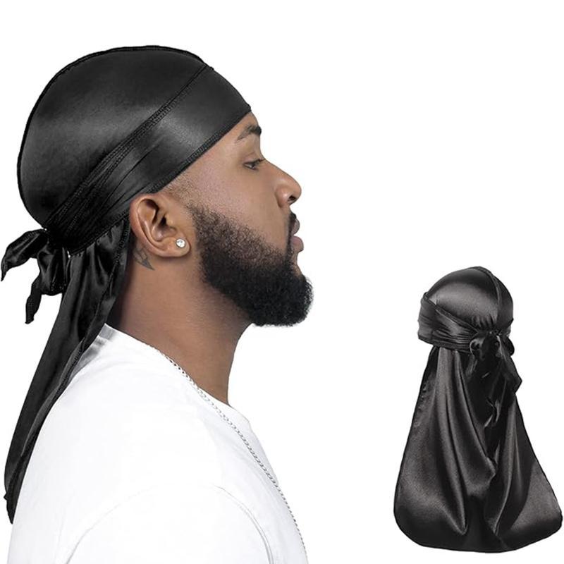 ユニセックスシルキーロングテールドゥーラグターバンハット、耐 - Men Fashion Hair Style のレビューと価格
