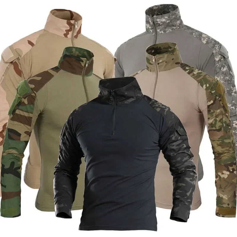 メンズ迷彩タクティカル長袖トップス メンズ長袖ソルジャーコン - Military Shirt Men のレビューと価格