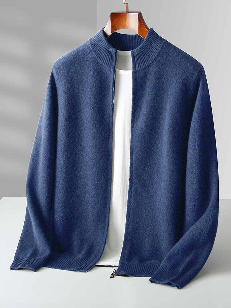 秋冬メンズウーカーディガンジッパーモックネック長袖カシミヤセ - Men'S Fashion Zip Sweater のレビューと価格