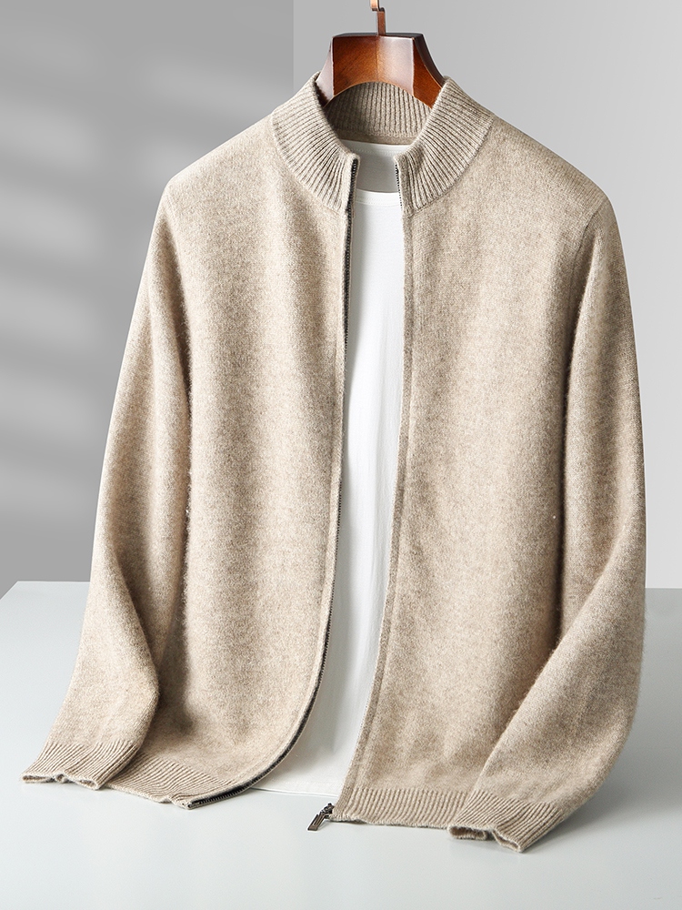 秋冬メンズウーカーディガンジッパーモックネック長袖カシミヤセ - Men'S Fashion Zip Sweater のレビューと価格