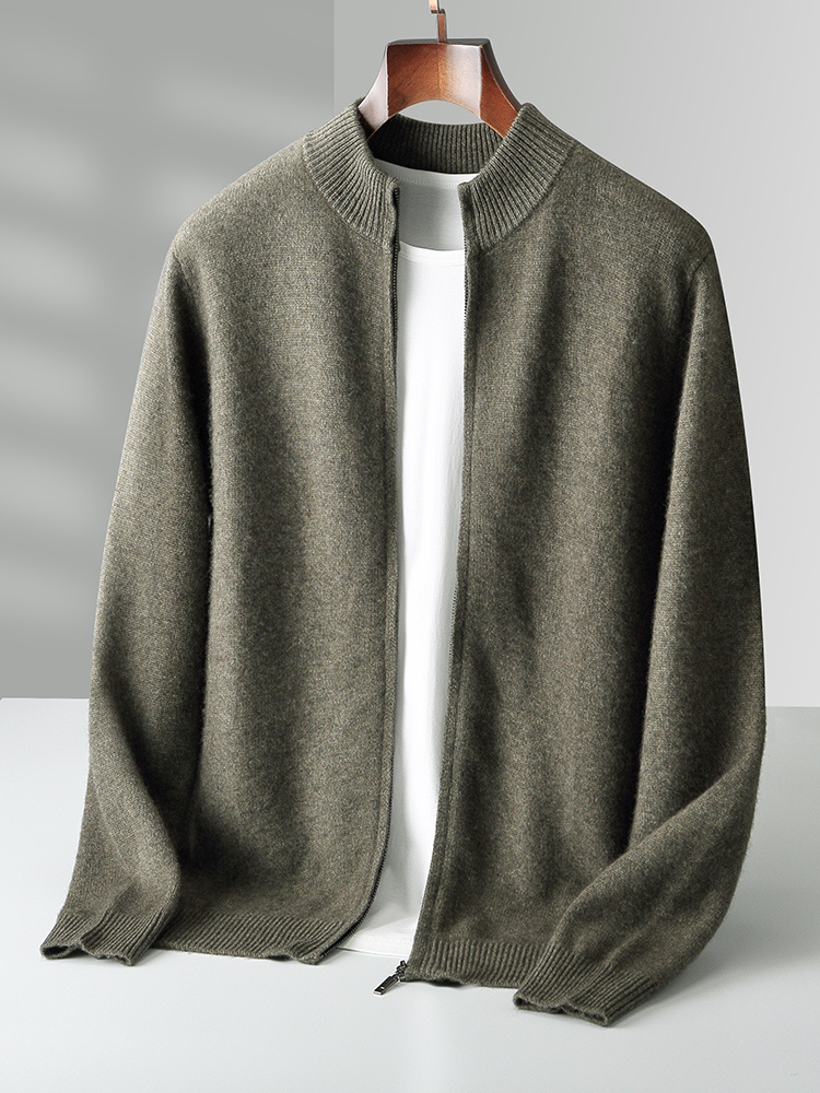 秋冬メンズウーカーディガンジッパーモックネック長袖カシミヤセ - Men'S Fashion Zip Sweater のレビューと価格