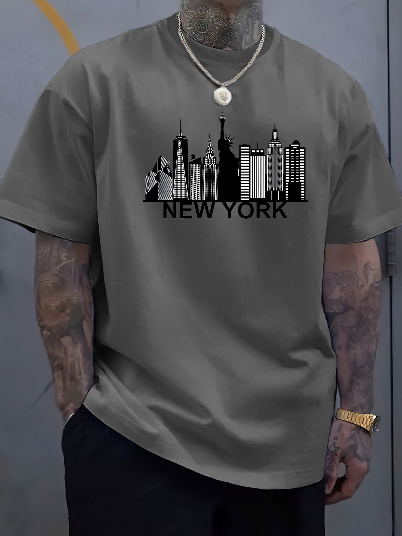 コットン製メンズニューヨークシティ柄プリントファッショナブル - York Men'S Fashion のレビューと価格