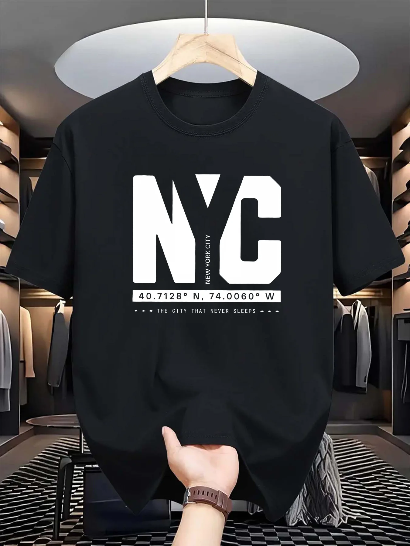 メンズ夏のファッショントレンドカジュアルルーズニューヨーク柄 - York Men'S Fashion のレビューと価格