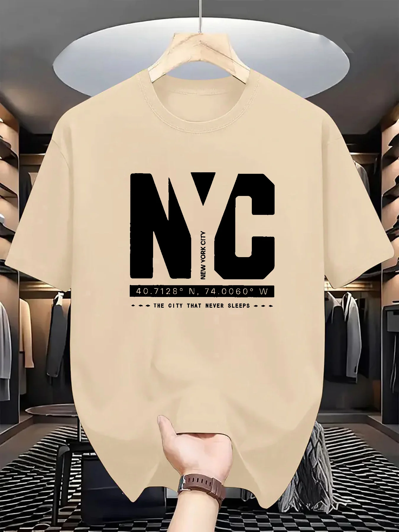 メンズ夏のファッショントレンドカジュアルルーズニューヨーク柄 - York Men'S Fashion のレビューと価格