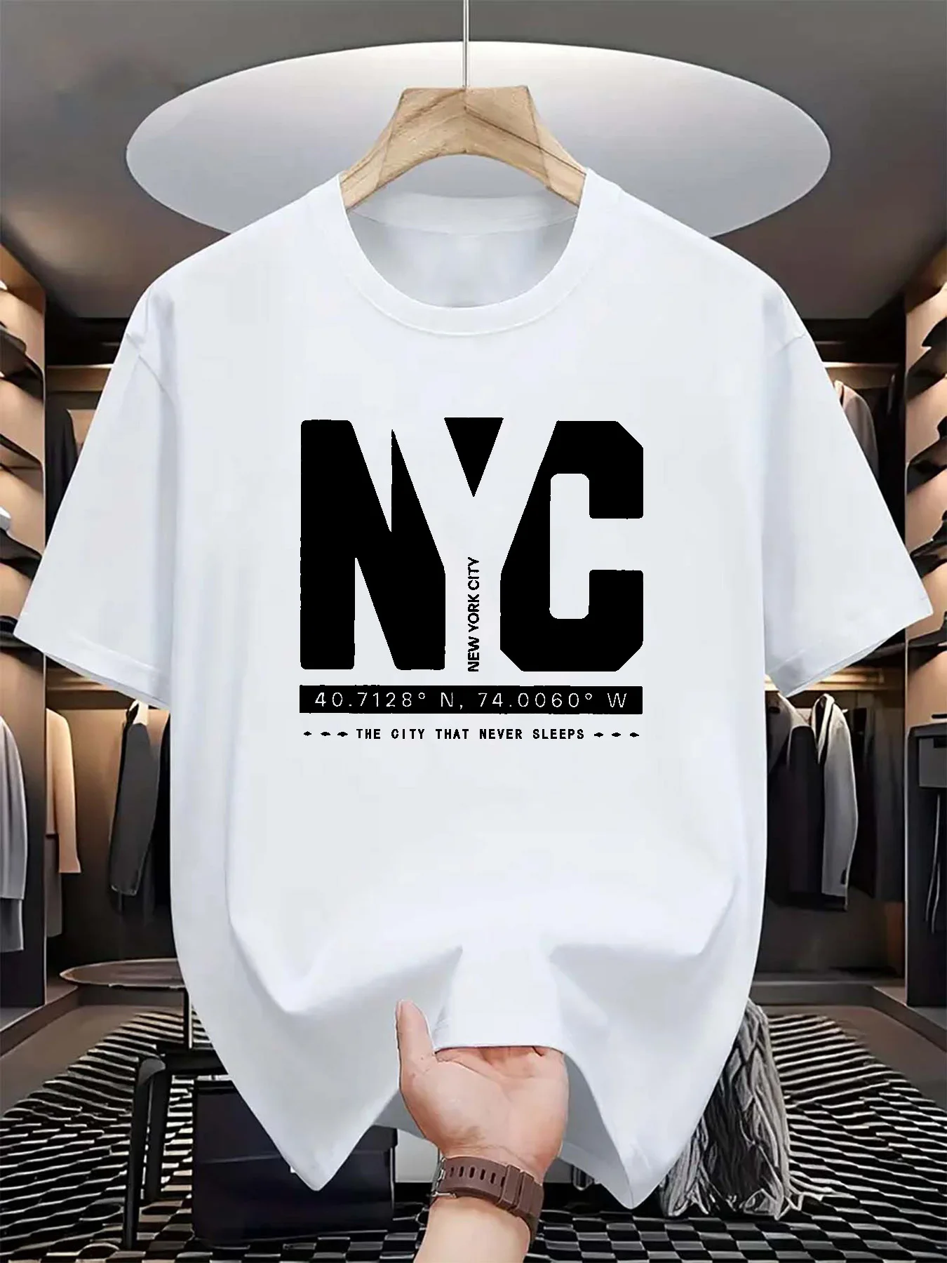 メンズ夏のファッショントレンドカジュアルルーズニューヨーク柄 - York Men'S Fashion のレビューと価格