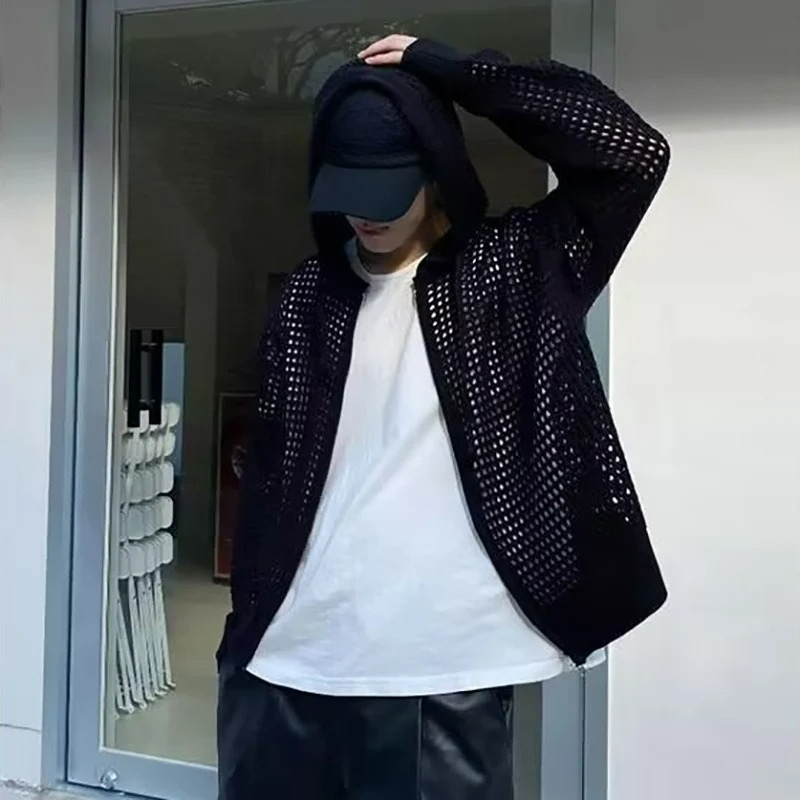 2026 メンズカジュアル中空コート通気性カーディガンセータ - Men'S Fashion Zip Sweater のレビューと価格