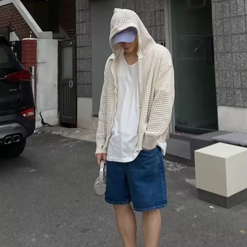 2026 メンズカジュアル中空コート通気性カーディガンセータ - Men'S Fashion Zip Sweater のレビューと価格
