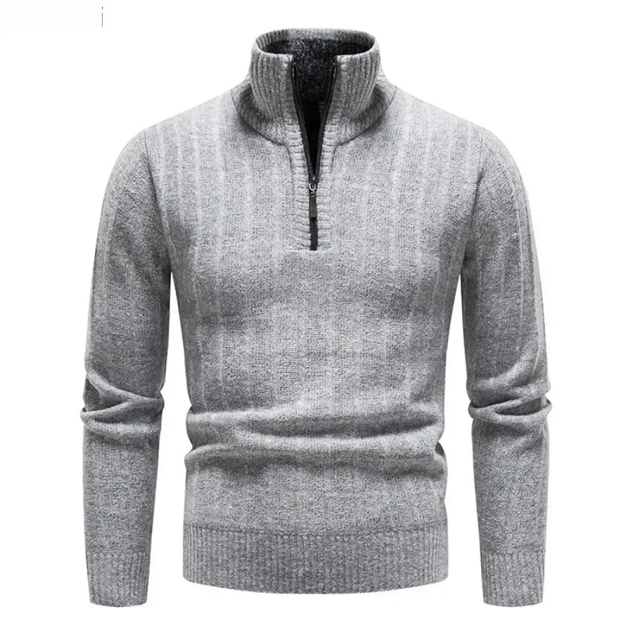 新しいメンズ暖かいセーターファッションハーフジップニットウェ - Men'S Fashion Zip Sweater のレビューと価格