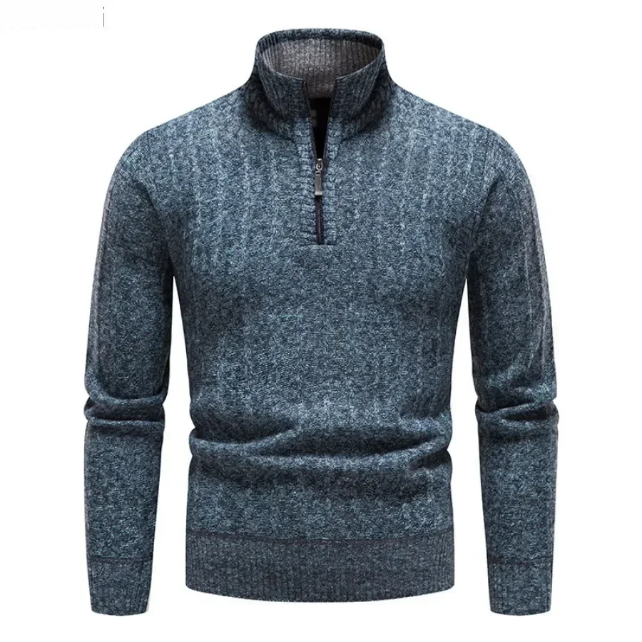 新しいメンズ暖かいセーターファッションハーフジップニットウェ - Men'S Fashion Zip Sweater のレビューと価格