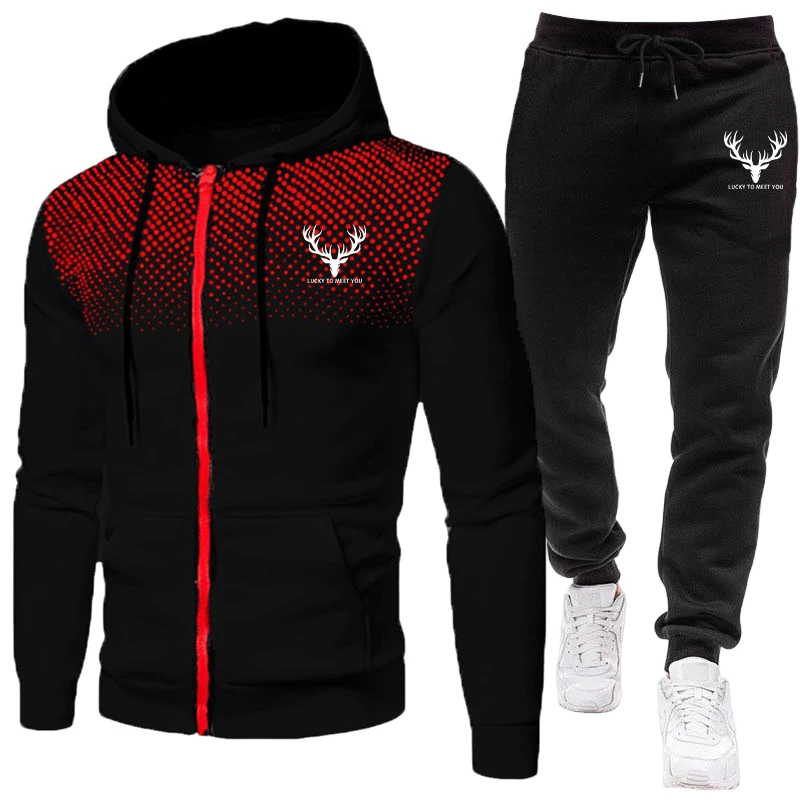 2026新作 メンズセット ジップアップパーカーと黒のスウェ - Jogger Sweatpants Men のレビューと価格