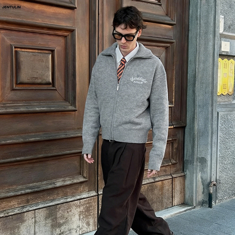 レトロスプライス加工 ​ ​ ジッパーニットセーター女性ファ - Men'S Fashion Zip Sweater のレビューと価格