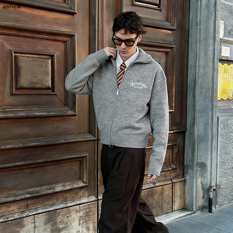 レトロスプライス加工 ​ ​ ジッパーニットセーター女性ファ - Men'S Fashion Zip Sweater のレビューと価格