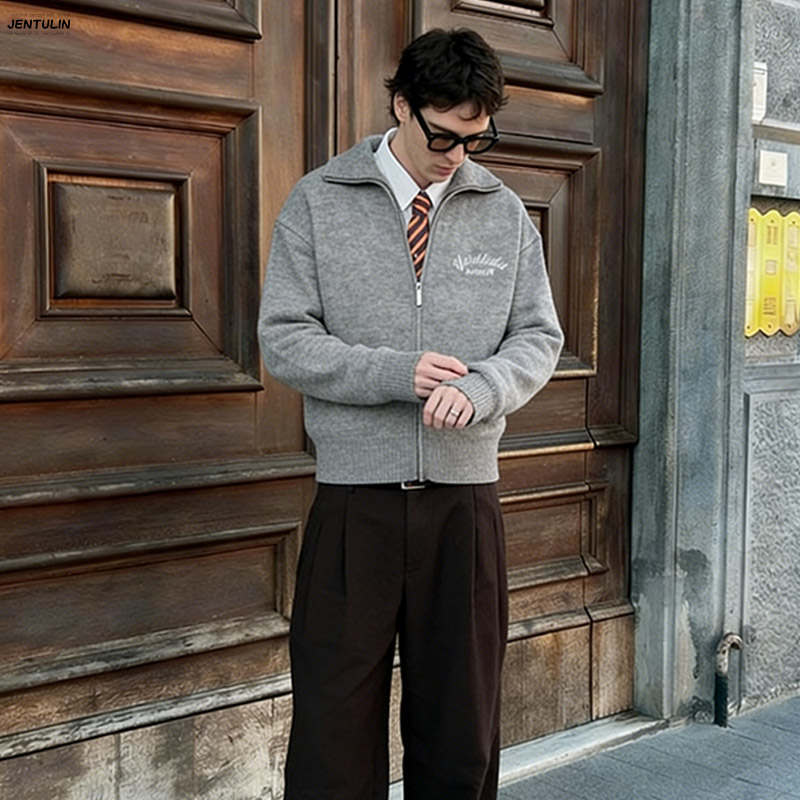 レトロスプライス加工 ​ ​ ジッパーニットセーター女性ファ - Men'S Fashion Zip Sweater のレビューと価格