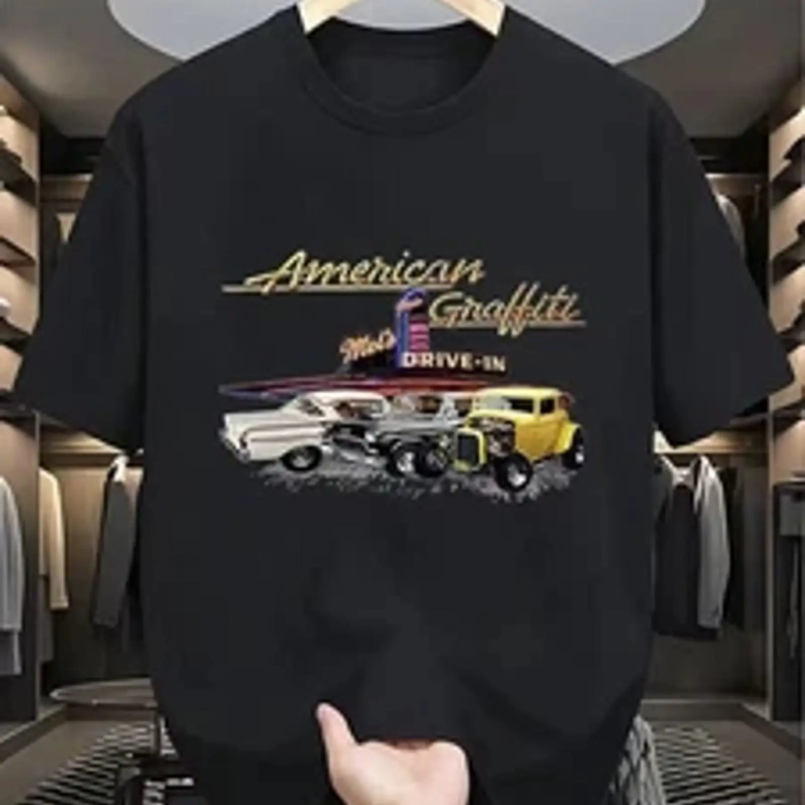 メンズ100レトロ1950年代グラフィティビンテージカートッ - 1950S Fashion Men'S のレビューと価格